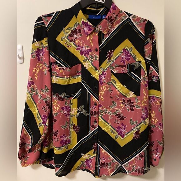 Apt. 9 Pink Black pattern blouse XL - Picture 7 of 7